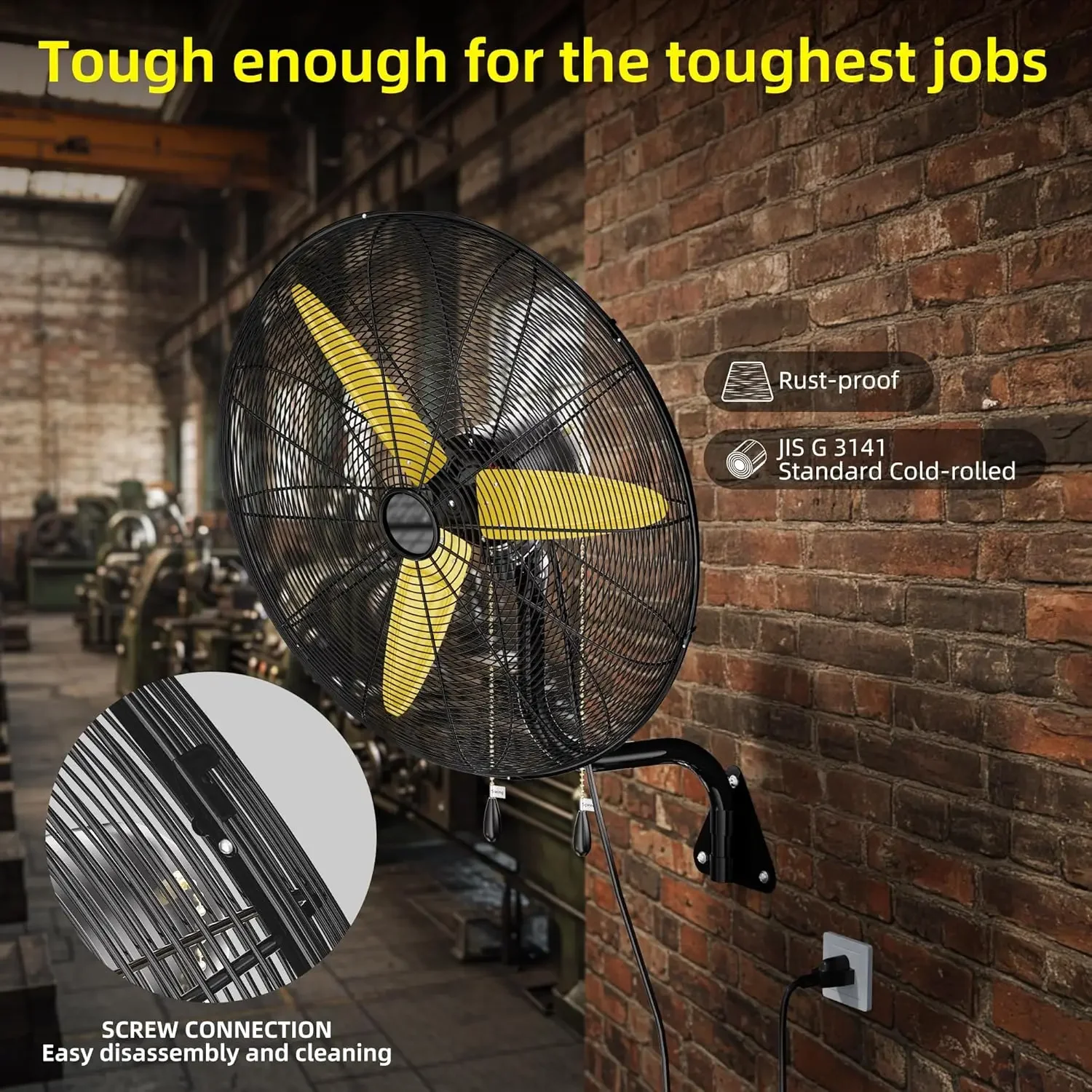 [عالية الجودة، صفقة ساخنة! ]مروحة تثبيت على الحائط في الهواء الطلق مع 3 سرعات، مراوح صناعية عالية السرعة 9200 CFM مع شفرات ألومنيوم، He