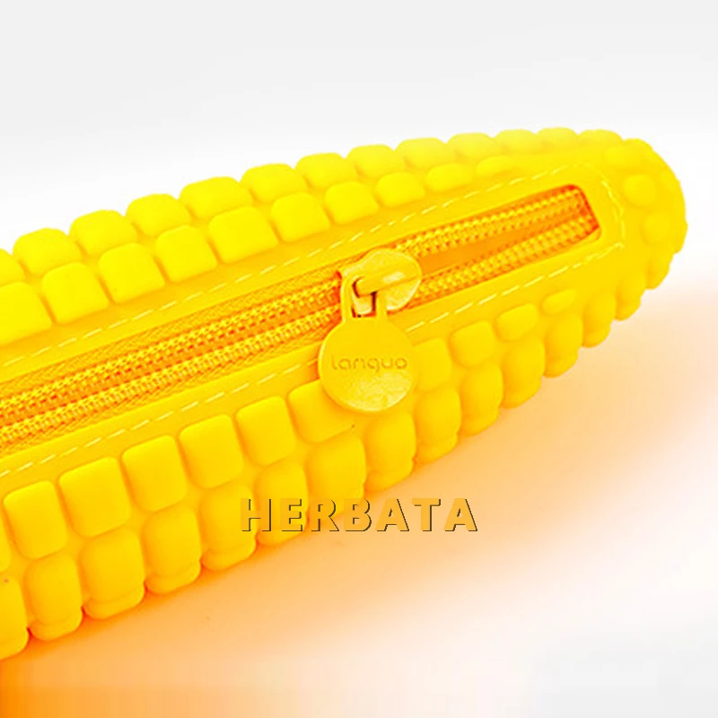 Simulation corn shape silicone pencil case pencil bags quare pen bag student stationery school supplies storage Cartuchera