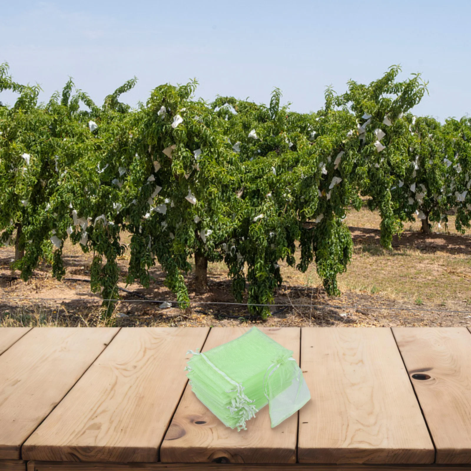 Easy To Close Open Fruit Harvest Green Fruit Bag Drawstring Mesh Bag Fine Mesh Protects Fitment Ripening Fruit