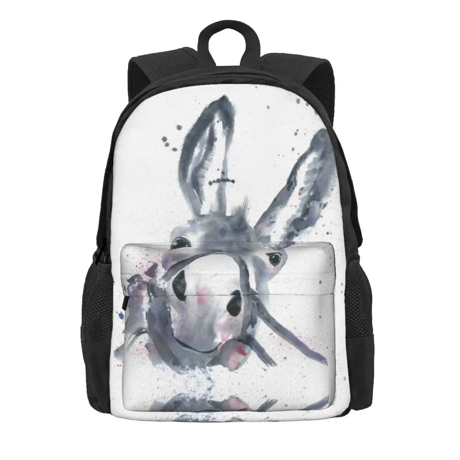 Cheeky Donkey Hot Sale Schoolbag Backpack Fashion Bags Donkey Cyprus Spain Greece Animal Watercolour Watercolor Corinne Matus