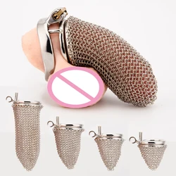 New Chastity Cage Camail European Armor Hollow Mesh Penis Cages Lock Male Metal Ventilate Cock Cage BDSM Adults Sex Toys For Men