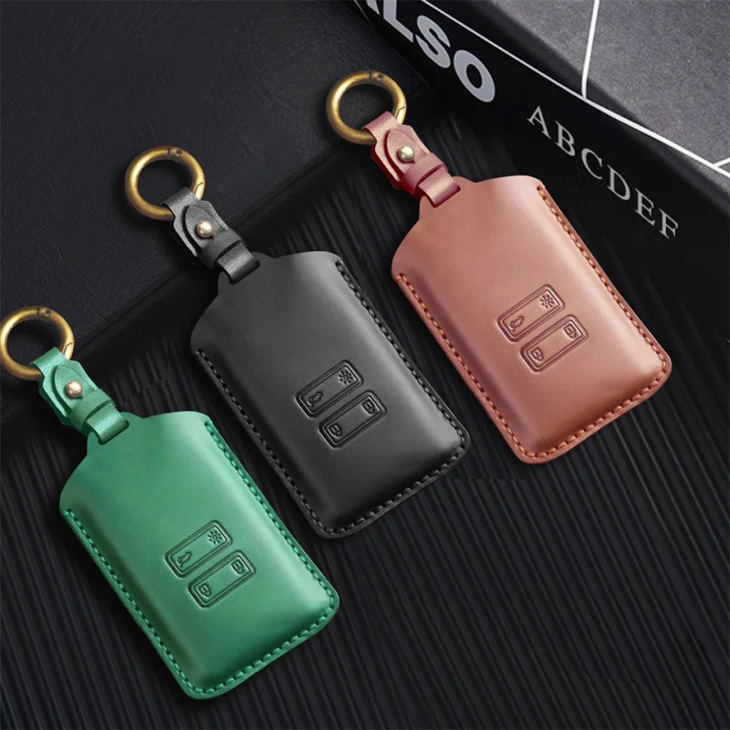 

Leather Car Key Case Cover for Renault Captur Koleos Kadjar Zoe Arkana Espace Clio Megane Grand Scenic Sandero Dacia Duster Card