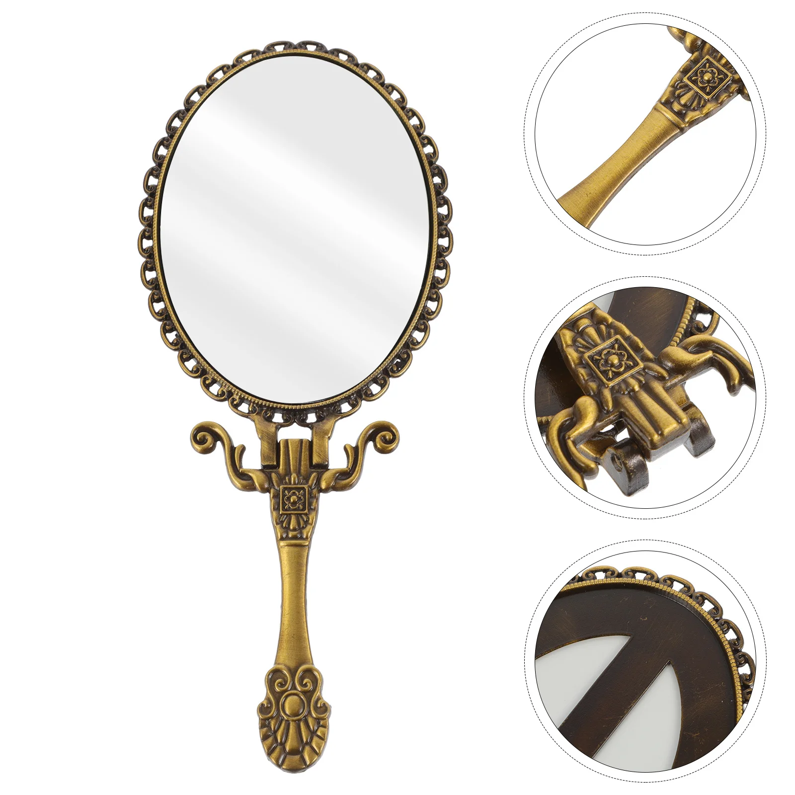 

Handheld Makeup Travel Hand Compact Foldable Travel Vintage Mirror With Handle Bathroom Handheld Mirror School Use