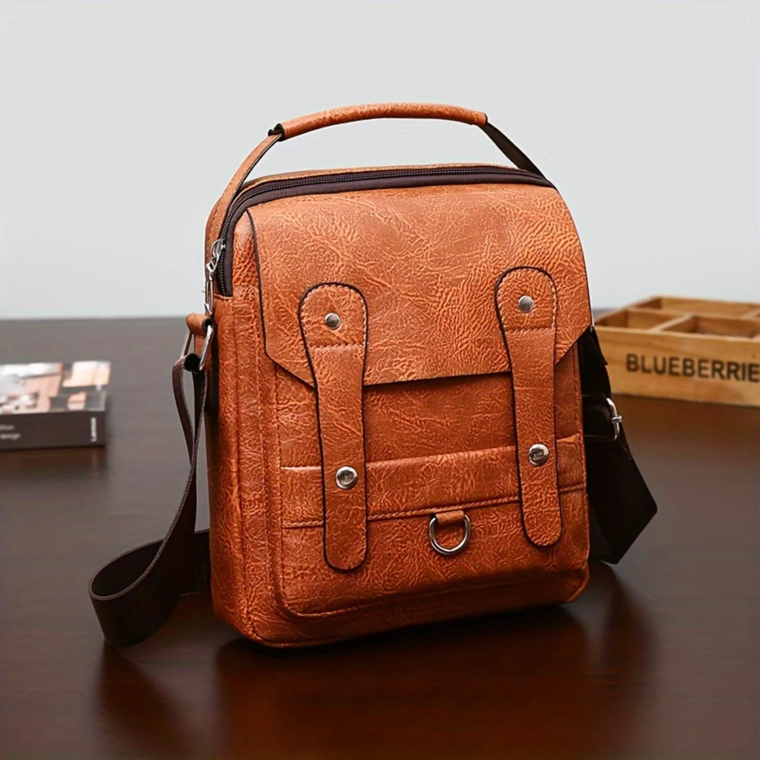 

Men's Vintage Crossbody Bag, 1pc PU Fashion Business Handbag - Stylish and Functional for the Modern Man