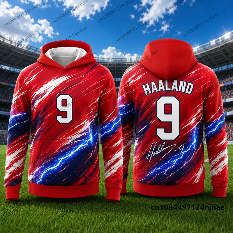 2026 Neue Spezial-Hoodies mit Haaland Nr. 9 Aufdruck für Männer und Frauen, Herbst, Langarm-Sportbekleidung, Fußball-Pullover, Sport-Oberteile für Kinder – Detail 9