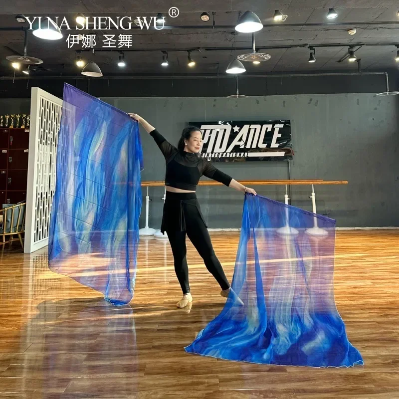 

Градиентный шифоновый флаг для танца живота с палочкой, новый флаг египетского танца, похвальный флаг, сценический танцевальный реквизит, синий