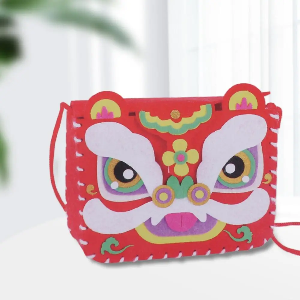 Vliesstoff DIY Löwentanz Tasche Haus Decoracion Chinesischen Stil DIY Drache Tasche Spielzeug Tanzen Löwe Loong