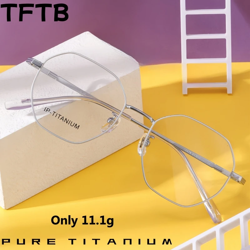 

TFTB Ultra-light Fashion Pure Titanium Glasses Men and Women Retro Trend Octagonal Optical Prescription Eyeglasses Frames 140mm