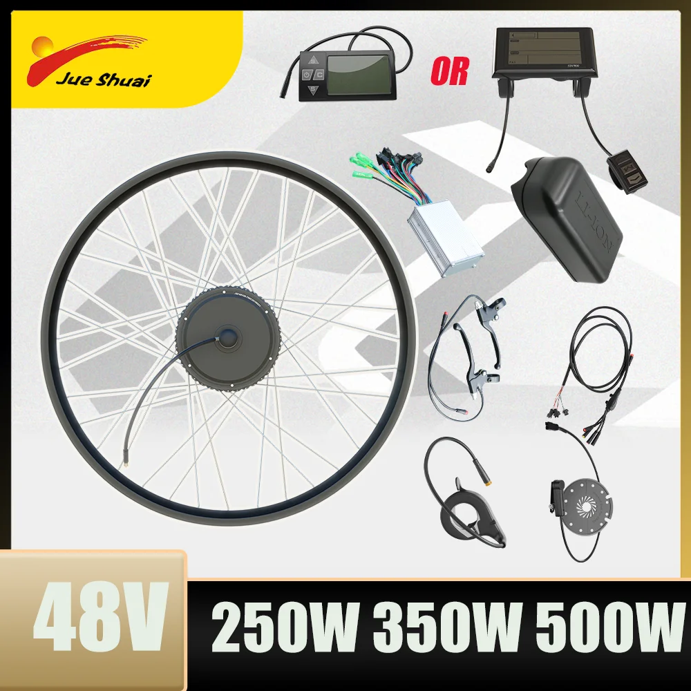 48V 250W 350W 500W Ebike Conversion Kit No-Battery Electric Bicycle Hub Motor 20’’ 24’’ 26’’ 27.5’’ 700C 28 29Inch E-Bike Kit