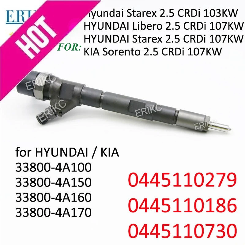 0445110279 حاقن قضيبي مشترك للديزل 33800-4A100 33800-4A150 حقن رذاذ الوقود لشركة هيونداي ستاركس كيا سورينتو 0 445 110 279