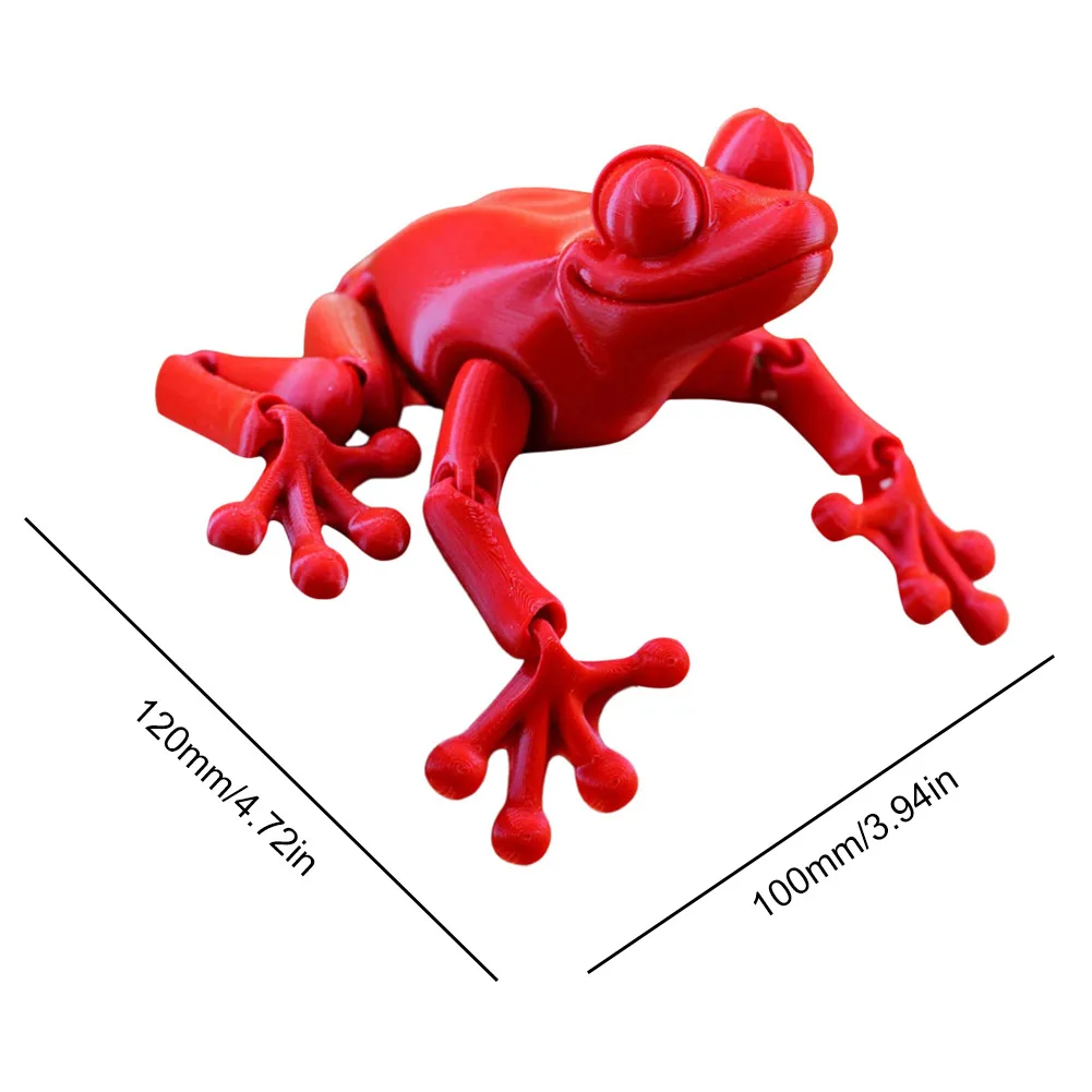 3D Printed Articulated Frog Model Plastic Articulated Frog Ornament Creative Artificial Frog Sculpture Home Office Decor