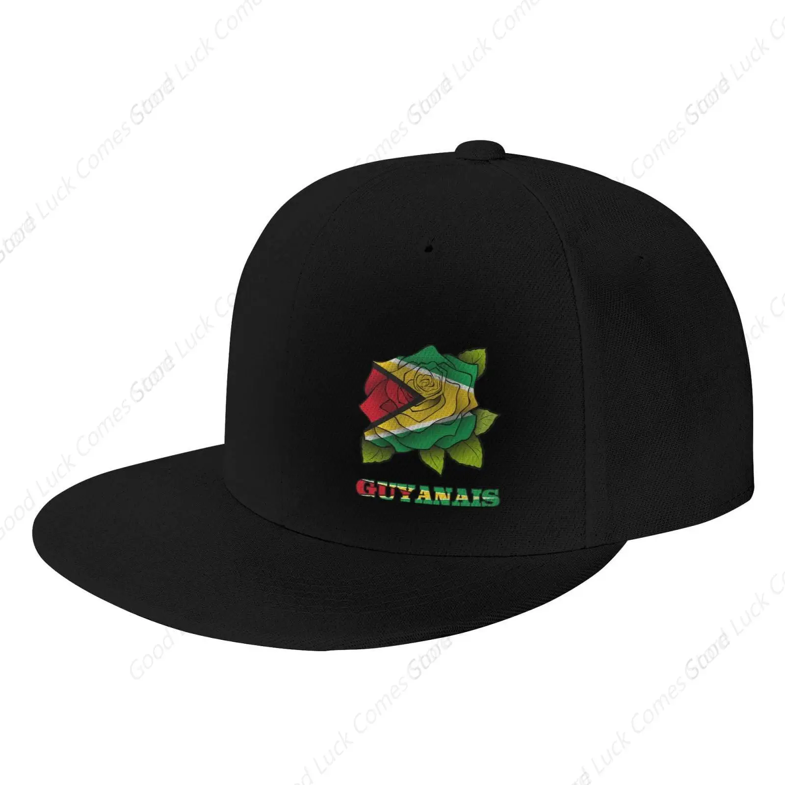 Flowers Guyana Guyanais Flag Snapback Hat for Men Women Flat Bill Brim Hat Adjustable Hip Hop Hat Baseball Cap