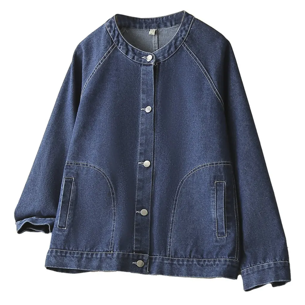 

Джинсовое пальто больших размеров, женский кардиган с круглым вырезом, модная приталенная рубашка в западном стиле на осень