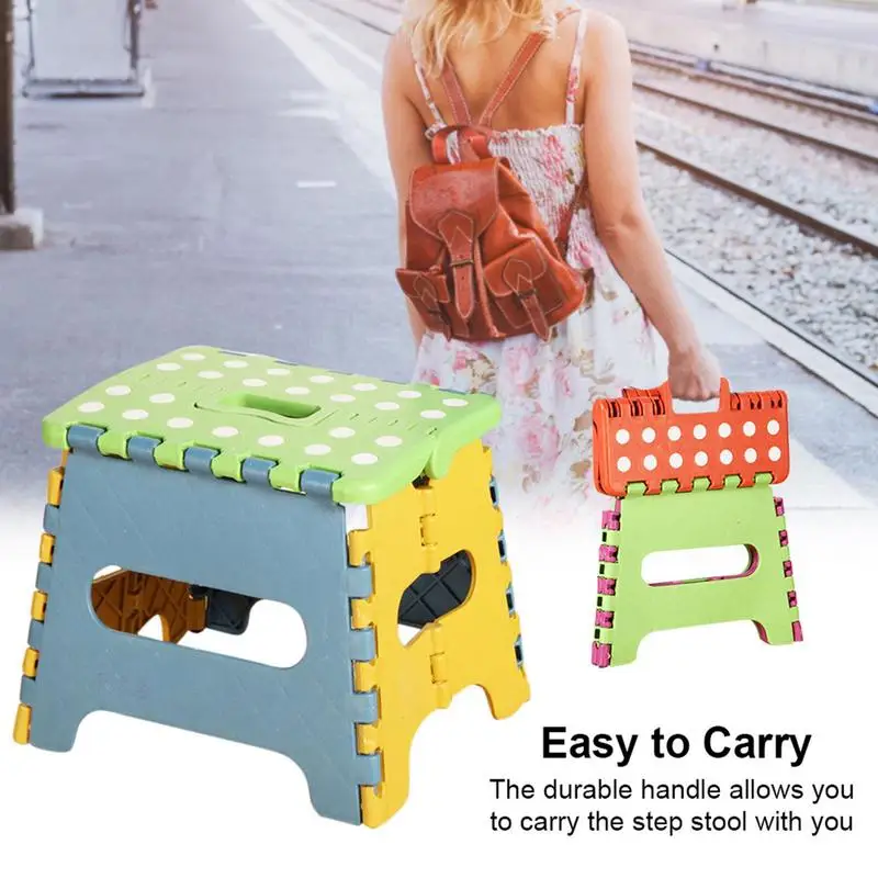 Folding Stool Lightweight Durable Plastic Stool With Handle For Adults Children Home Spacing Saving Outdoor Folding Step Stool