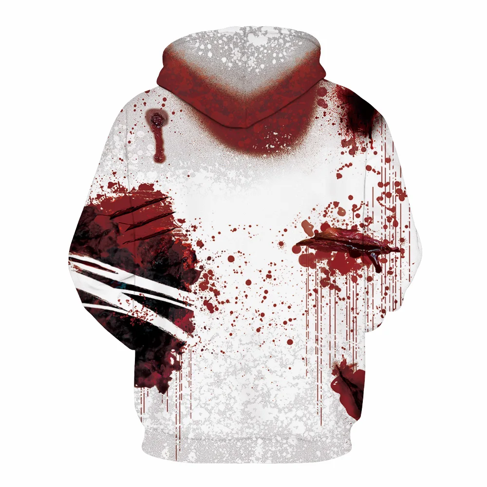 Women/Men's Sports Hoodies Bloodstain Knife Wound 3D Print Athleisure Loose Sweatshirts Long Sleeve Running Hoody Hooded Sweater