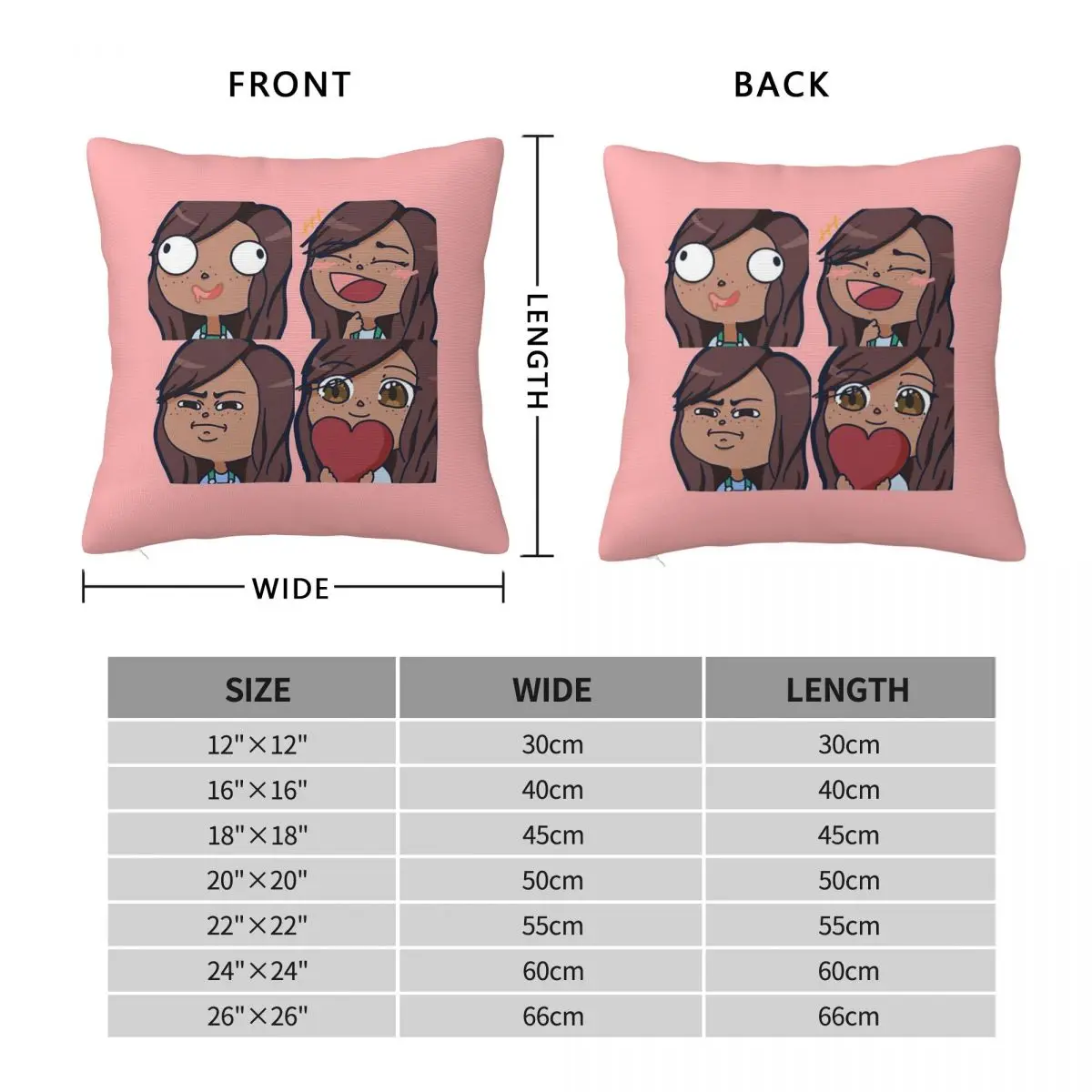 Full Emote Collection Square Pillowcase Polyester Linen Velvet Creative Zip Decorative Pillow Case Car Cushion Cover