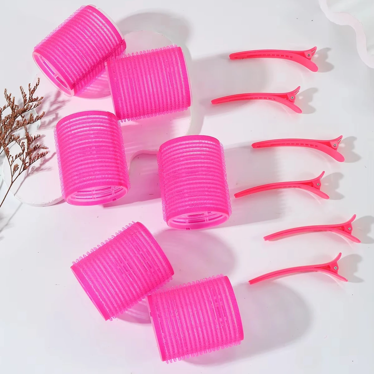 12Pcs/Set Air Bar Curling Iron Tube Self-Adhesive Magic Roll and Bangs Hair Clip Curling Styling Tool