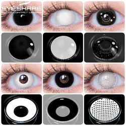 EYESHARE-lentes de contacto de colores para Halloween, lentes multicolores, Anime, Cosplay, Blanco, Negro, Rojo, 1 par