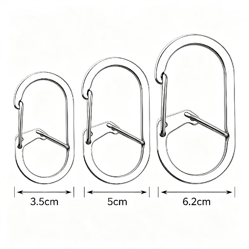 Stainless Steel Spring Gate Safety Hook for Keys Backpack Outdoor Gear Mutil-Sizes Climbing Hiking G Shape Locking Carabiner