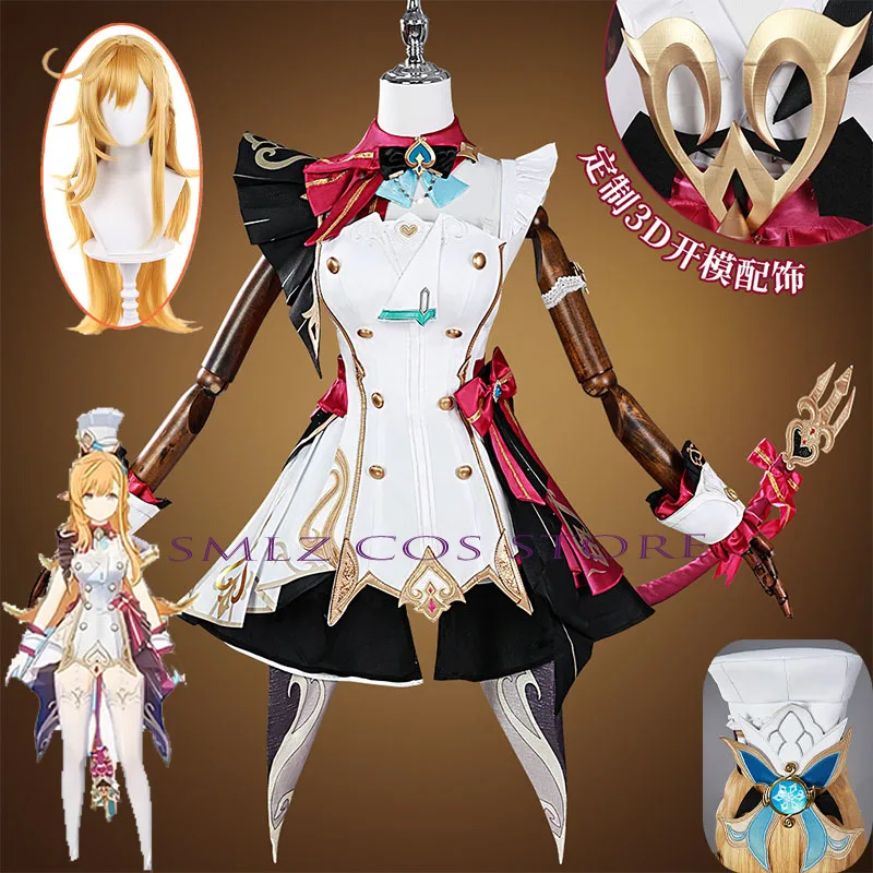 

Escoffier Cosplay Anime Genshin Impact Costume Woman Escoffier Wig Hat Uniform Dress Suit Party New Role Play Outfit for Women