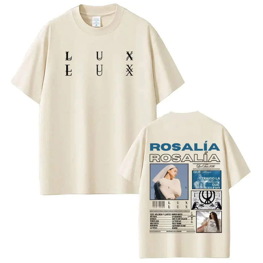 Singer Lux Rosalia Album 2026 Tour Print T-Shirt für Herren und Damen, modisches T-Shirt, kurzärmelig, lässig, Baumwolle, ästhetisch, trendige T-Shirts – Detail 7