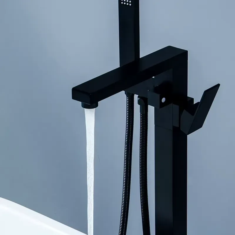 FLG:HB114 Freestanding Bathtub Faucet Matt Black Bathtub Bath Shower Faucet Mixer Tap view 3