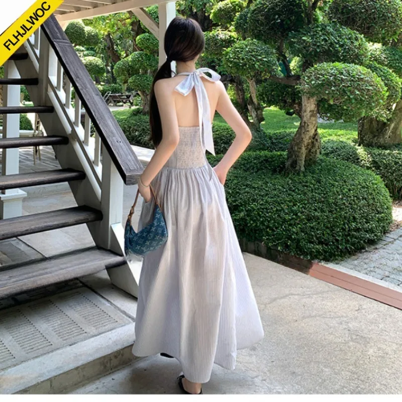 Robe Corset col en v, Chic, mode coréenne, vêtements mignons et doux pour filles, grand nœud, dos nu, Sexy, chemise sans manches