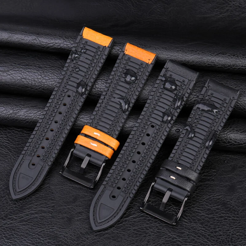 20mm 21mm 22mm 23mm Italian cowhide +Rubber bottom watchband Soft waterproof men strap for Omega Hamilton Tissot Tag heuer Tudor