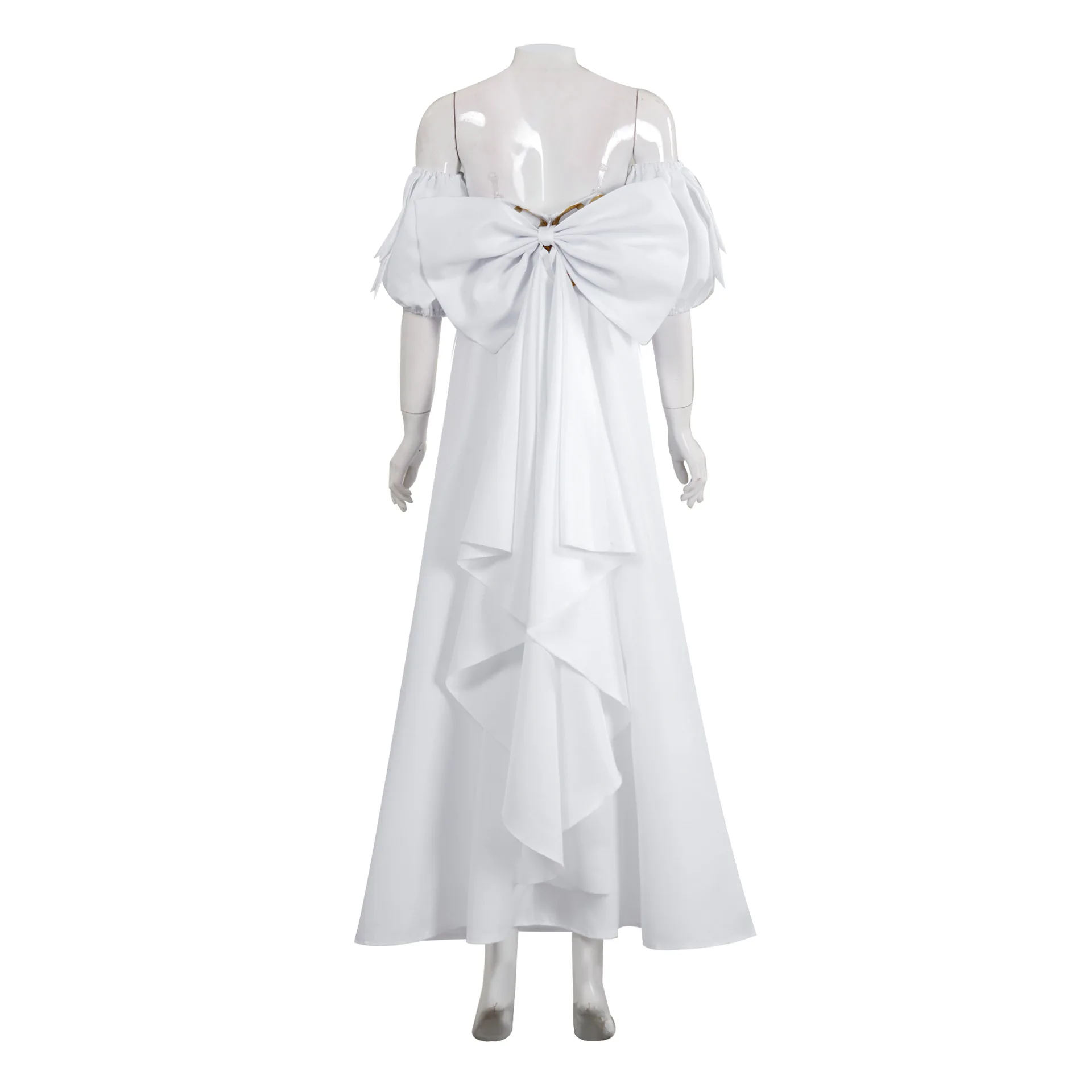 Princess Serenity Tsukino Usagi Cosplay Costume White Long Woman Dress with Big Bow Halloween Carnival Party Roleplay Suit - view 3