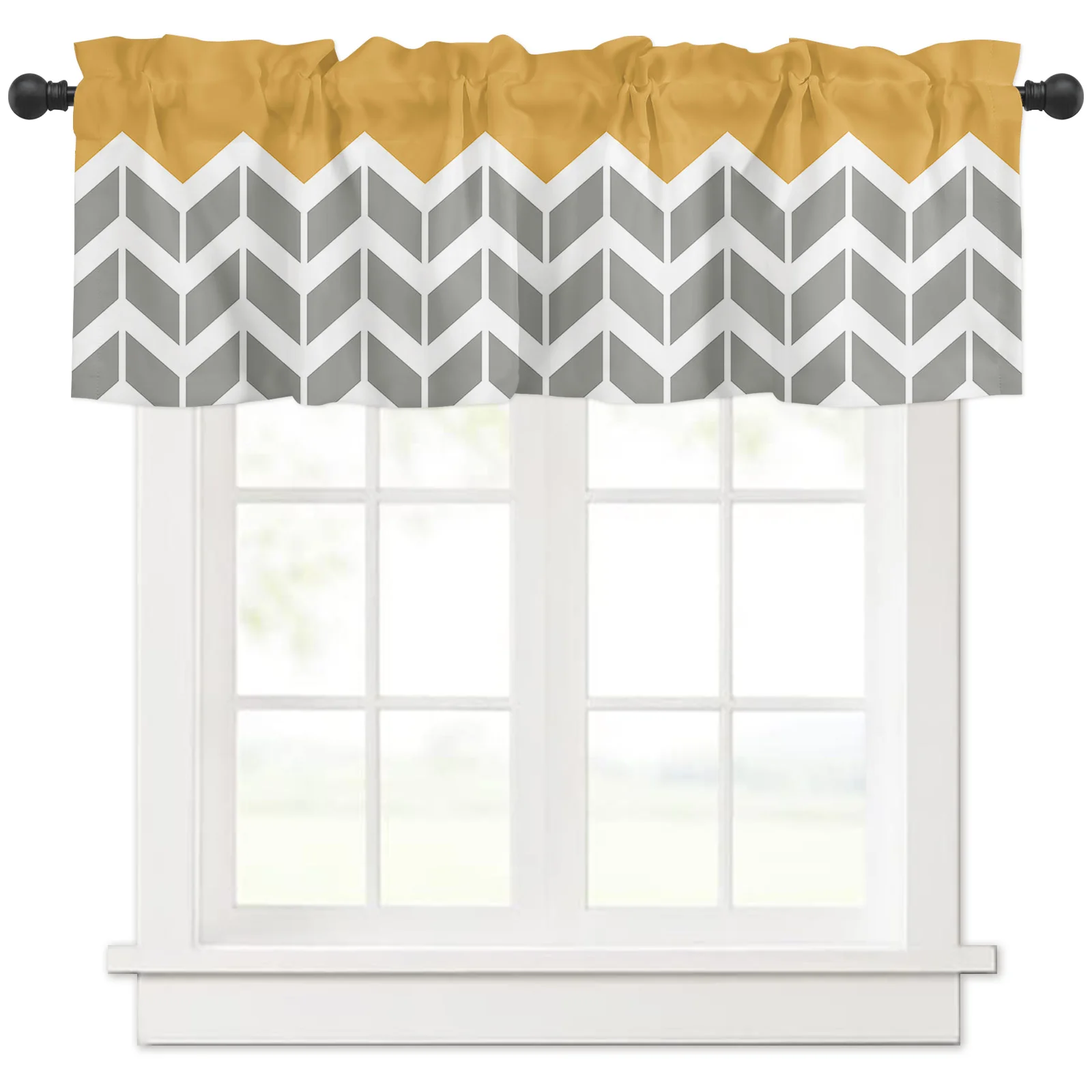 

ZEDLIYU Valances for Windows Kitchen Living Room Small Window Valance Orange Chevron 1 Panel, 54 x 18 Inch