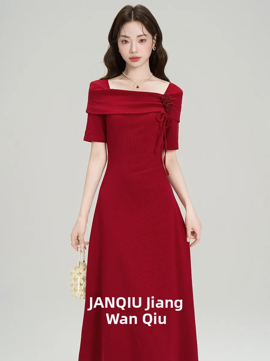 

Летнее женское платье с квадратным вырезом, приталенное, с завышенной талией, А-силуэт, повседневное, с коротким рукавом, из шифона