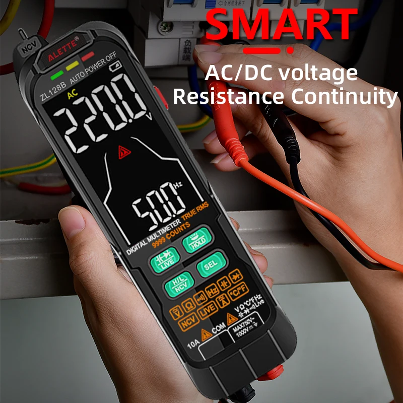 Smart Multimeter True-RMS Digital AC DC Current Voltage Tester Meter,Live Wire Tester Resistance Diode Capacitance Tester Meter