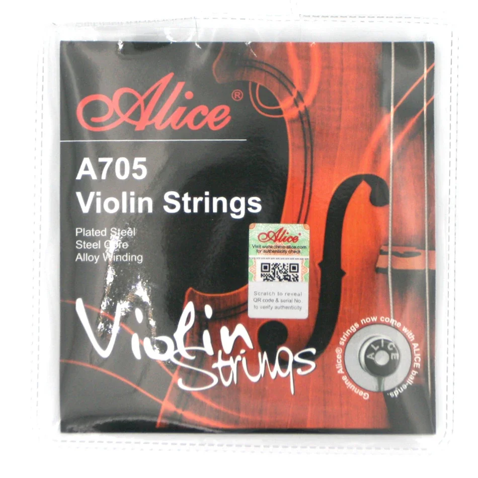 Alice A705 Violin Strings Set Stainless Steel Coated Steel Core Ni-Fe Winding 4 Strings for 4/4,3/4,1/2,1/4,1/8