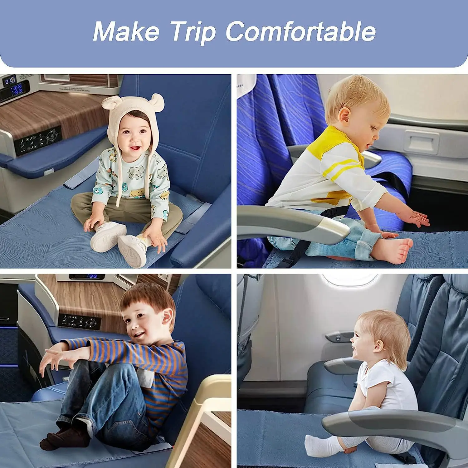 Kids Airplane Bed Breathable Children Airplane Seat Extender Portable Planes Foot Rest Travel Essentials Airplane Foot Hammock