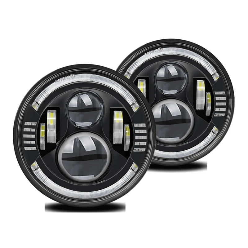 

7In Round LED Halo Headlights With Hi/Low Beam Amber/Blue LED Head Light Lamp Offroad Light Angle Eyes For Wrangler JK