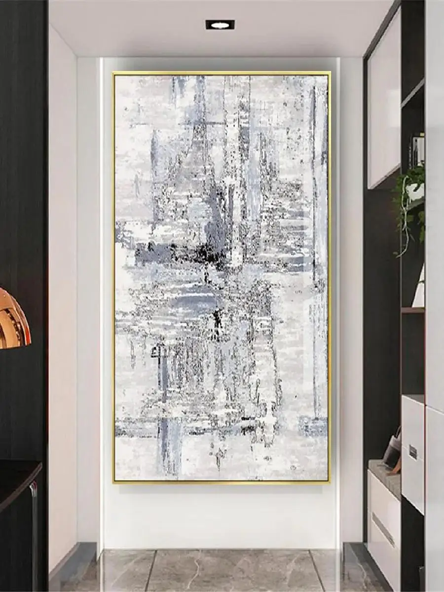 Handmade Contemporary Oil Painting on Canvas  White Grainy Textured Wall Art for Indoor Home Decor