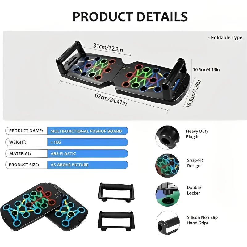 لوحة دفع محمولة متعددة الوظائف ، جهاز تدريب للياقة البدنية والعضلات ، مجموعة تمارين منزلية ، شريط دفع قابل للطي ، مقاومة