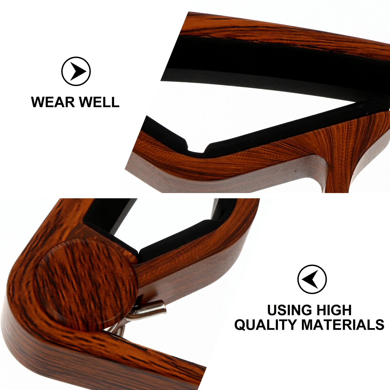 

Professional Aluminium Alloy Capo For Guitar Ukulele Clip On Tuner Wood Texture Quick Release Guitar Accessories Parts