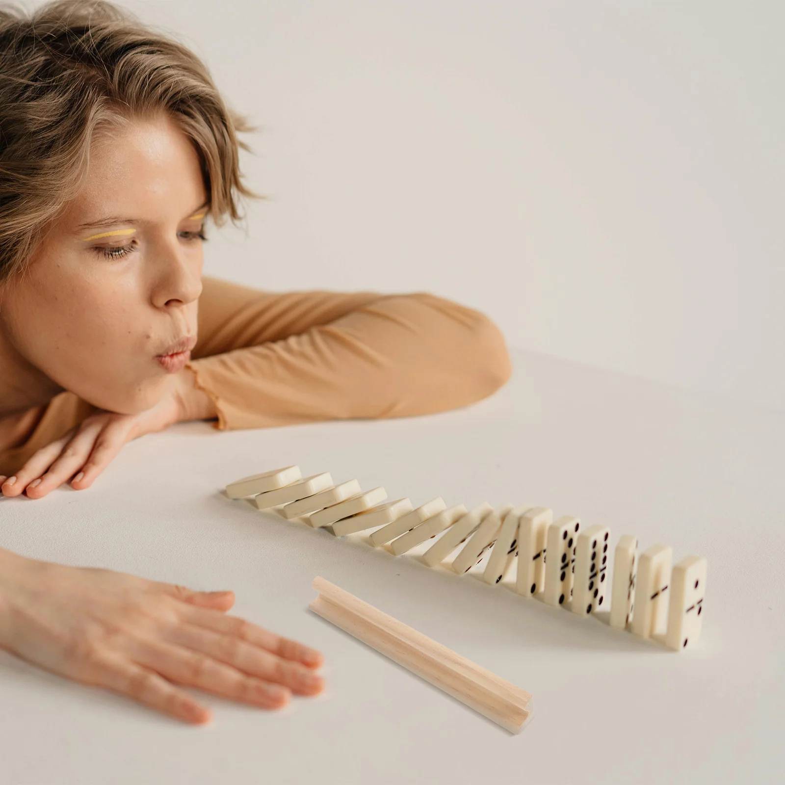 حامل الدومينو الخشبي 19 سم رف صينية بلاط جونغ لكتل الحروف منظم قاعدة عرض ألعاب القطار المكسيكي #6