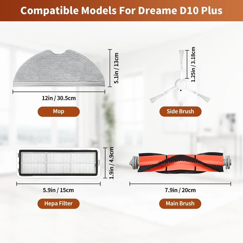 ABKP-suku cadang pengganti untuk Dreame D9, D9 Max, D9 Pro, L10, L10 Pro penyedot debu, sikat utama, sikat samping, filter, kain pel