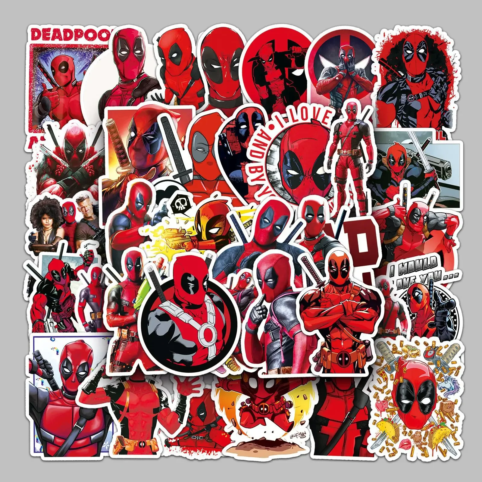 สติกเกอร์กระเป๋าเดินทางรูปการ์ตูน Marvel Deadpool 50ชิ้นสติกเกอร์กราฟฟิตีกันน้ำ