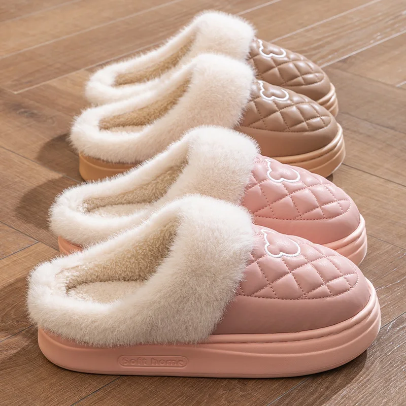 شباشب قطنية للنساء، ديكور منزلي جديد للخريف والشتاء، مضاد للانزلاق ودافئ، مع نعال قطنية سميكة القاع