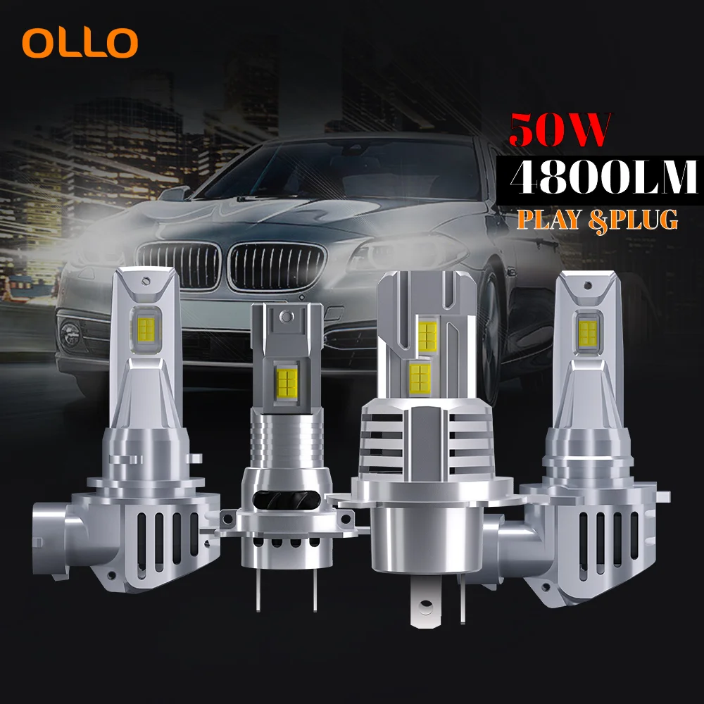 

2Pcs 50W 4800LM H7 Socket LED Car Headlight 9005 9006 H7 H8 H9 H4 Turbo Bulb 6000K 30000LM Plug & Play CSP Chip Mini Led Light