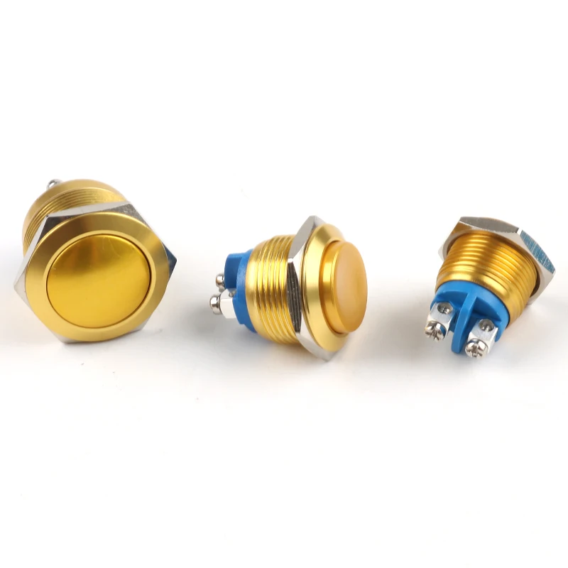16/19/22MM Metal Push Button Switch, Fully Oxidized Screw Foot, Welding Foot, Momentary Switch, Self-Resetting,Red,Yellow, Green