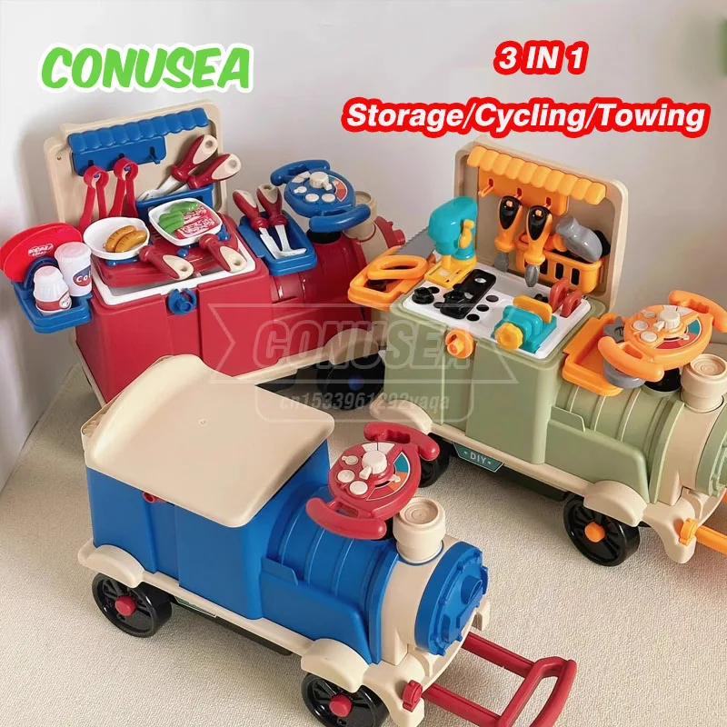 3In1 Strumento Dottore Cucina Playset Gioco di ruolo Ride-On Train Scatola di immagazzinaggio Infermiera Ospedale Fai finta di giocare Trolley per bambini Ragazzi Ragazze