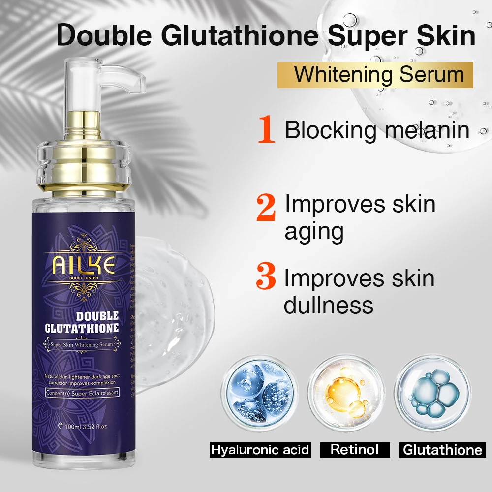 AILKE Hydrating & Brightening Serum for Dark Spots, Fine Lines and Wrinkles, With Collagen, Glutathione,Skin Rejuvenation Serum