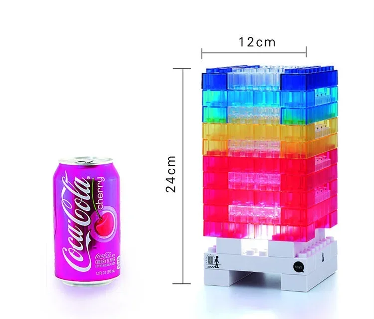 [New] DIY 7 colours LED light rainbow building blocks Office building model sleep lamp decorative Brick lamp toy kids baby gift