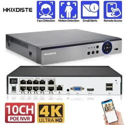 CCTV 4K 8MP telecamera di sicurezza sistema NVR 10CH POE NVR registratore H.265 rilevamento facciale 8 + 2 canali videoregistratore di sorveglianza di rete