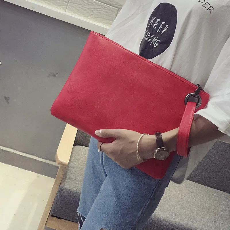 Fashion solid women\'s clutch bag leather women envelope bag clutch pu leather bag female Clutches sac Immediately shipping