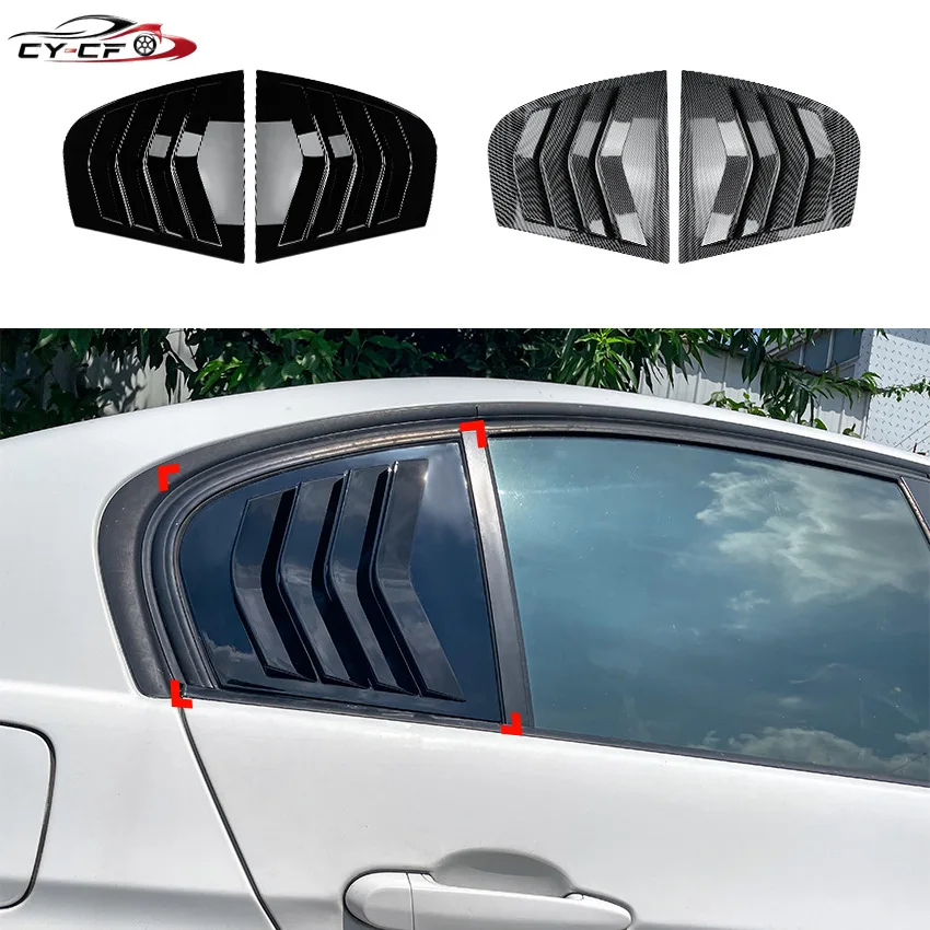 For BMW Accessories 3 Series E90 Sedan 2005-2013 Car Rear Window Side Vent Shutter Louver Cover Trim ABS Glossy Black CarbonLook
